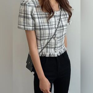 Tweed Fringe Crop Top/Jacket